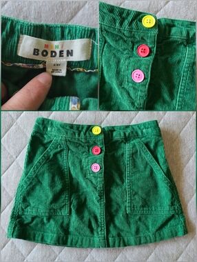 Mini Boden Girls Corduroy Green Skirt Size 4-5Y